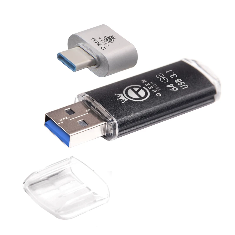 فلش دوکاربره کوئین تک QUICK 64GB – USB 3.1 + Type-C با طراحی مقاوم